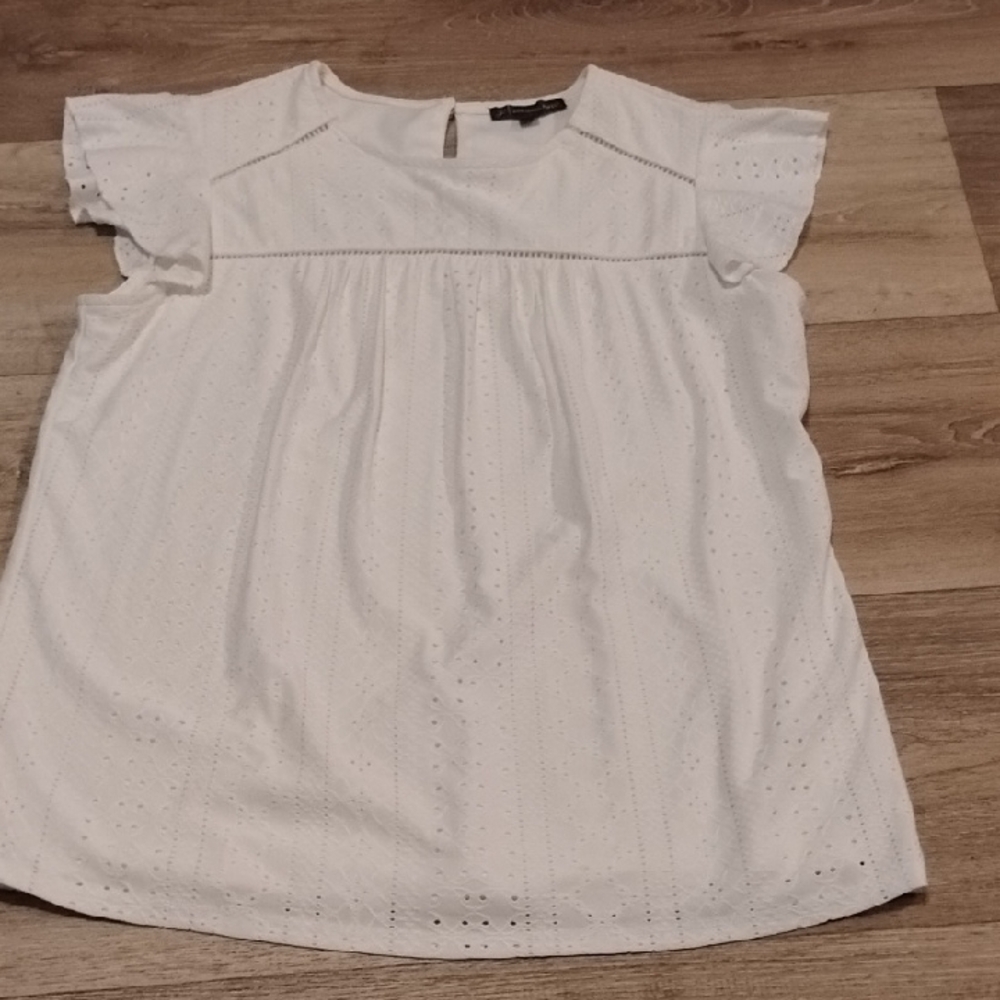 Adrianna Papell White Eyelet Blouse